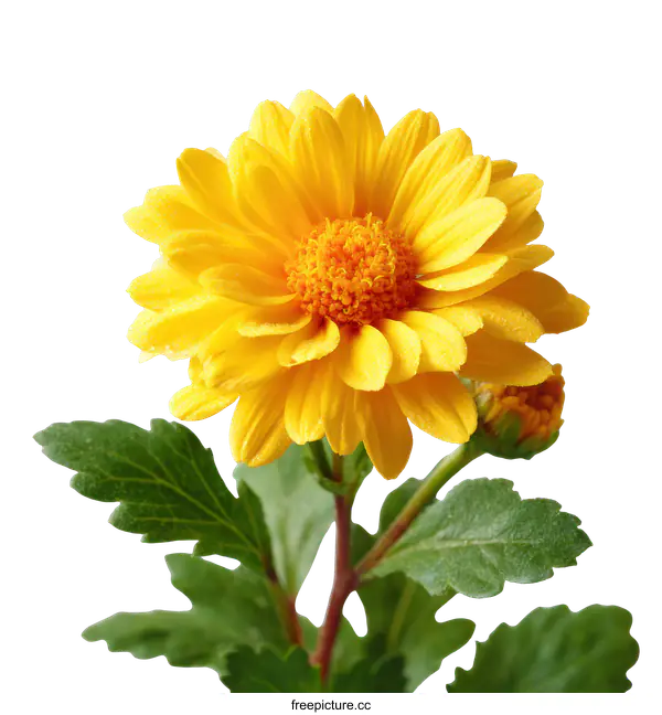 [Transparent Background PNG]Close-up of a Beautiful Yellow Chrysanthemum Flower