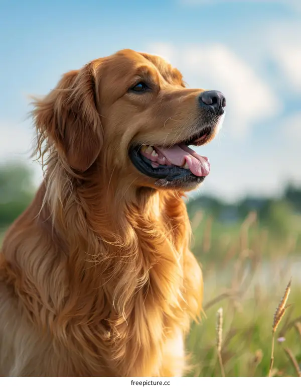 Golden Retriever Dog Looking into the Distance