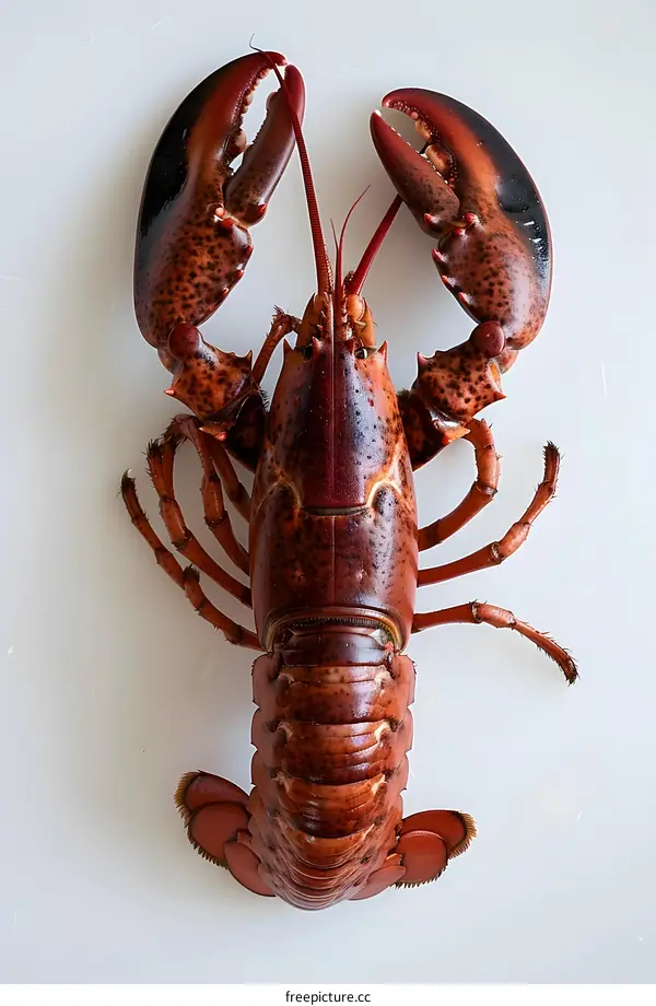 A large lobster on a white background