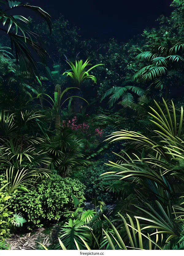 Tropical Rainforest Nighttime Scenery