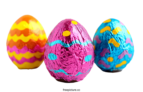 [Transparent Background PNG]Colorful Easter Chocolate Eggs on White Background