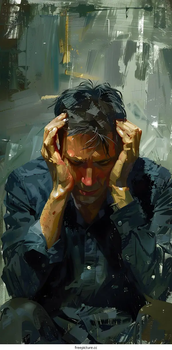A man holding his head in despair