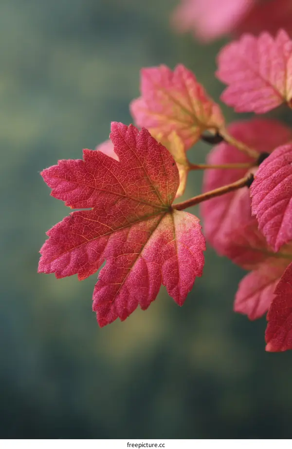 Close-up of Vibrant Autumn Leaf Detail