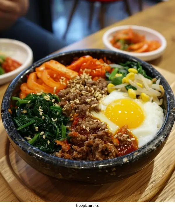 Korean food in a stone bowl