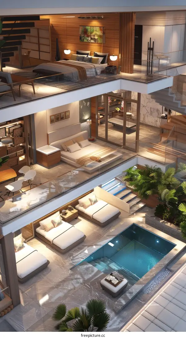 Luxury Multi-Level Villa with Outdoor Pool