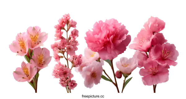 [Transparent Background PNG]A Collection of Delicate Pink Flowers