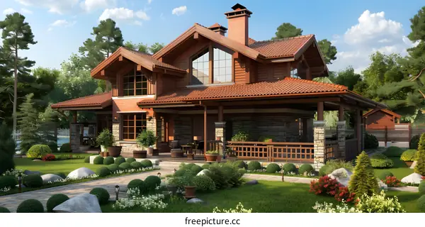 Modern Luxury Home Exterior Design with Stone and Wood Elements