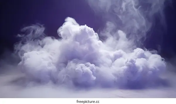 White smoke cloud on purple background