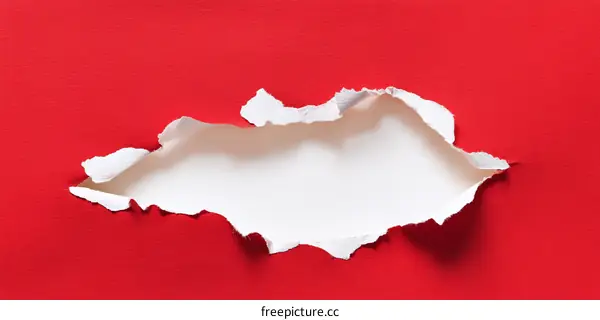 Red Paper with Ripped Hole Design