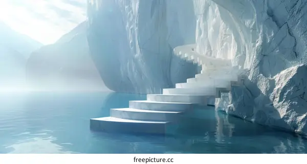 Marble Staircase Leading to a Hidden Fjord