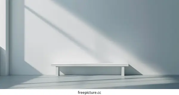 White Bench in Minimalist Room with Sunlight
