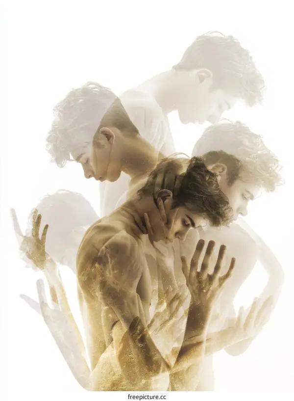 Multi-Layered Male Figures in Artistic Composition