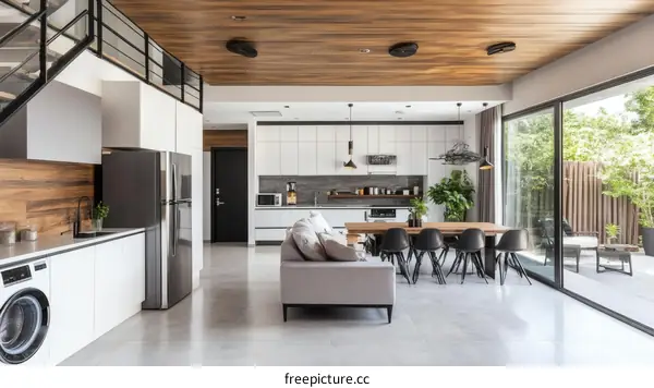 Modern Open-Plan Kitchen and Living Area Design