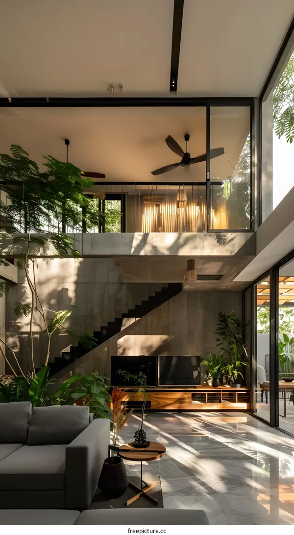 Modern Interior Design with Natural Light and Greenery