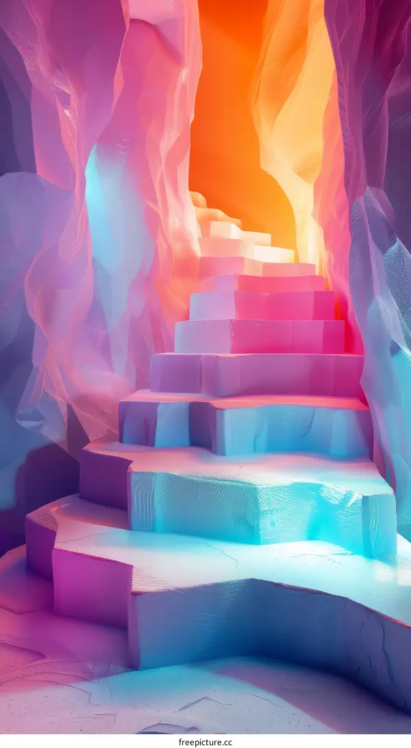 Abstract Colorful Steps in a Cave