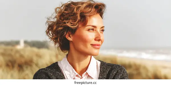 Woman Contemplating the Ocean Landscape