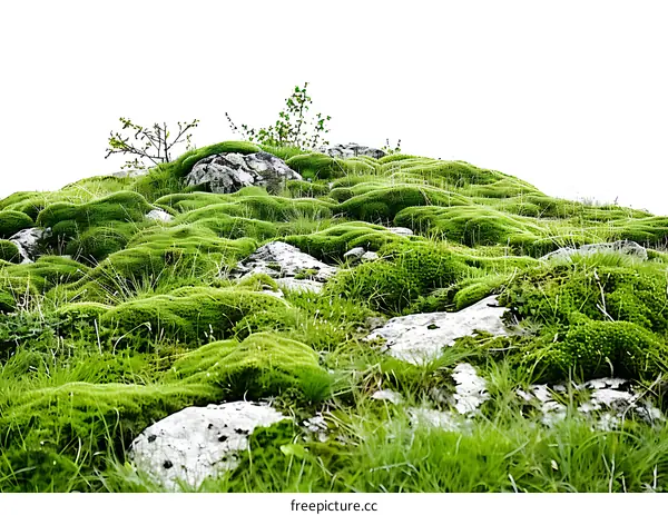 Green Moss and Rocks in Landscape