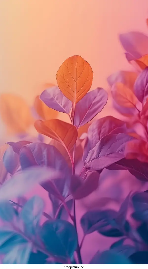 vibrant leaves with a gradient background