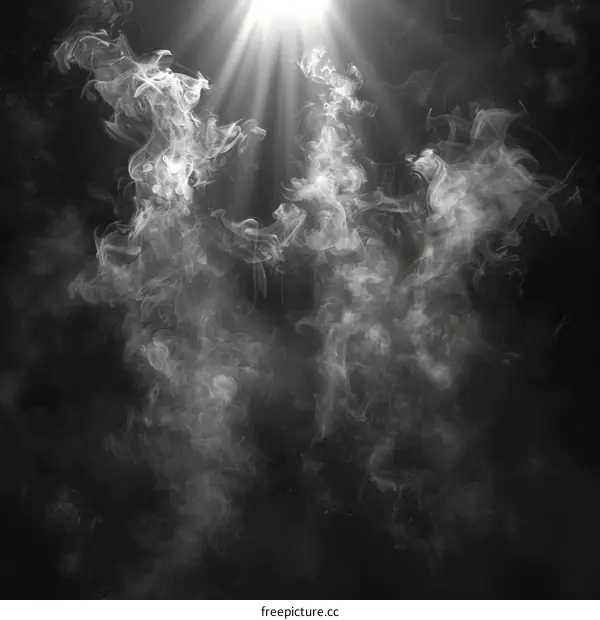 Ethereal Smoke Illuminated by a Single Ray of Light