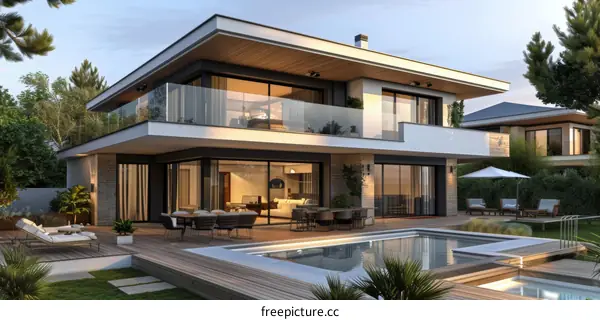 Luxurious modern house with swimming pool