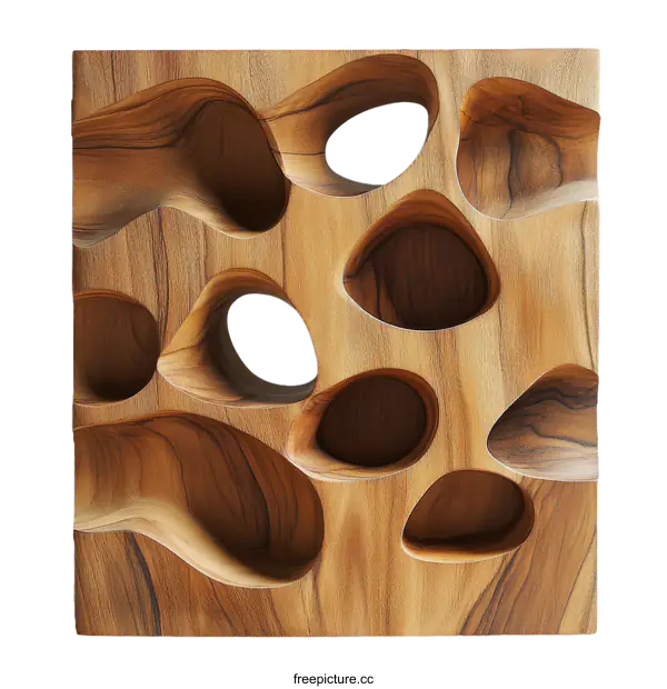 [Transparent Background PNG]Abstract Wood Panel with Intricate Carvings