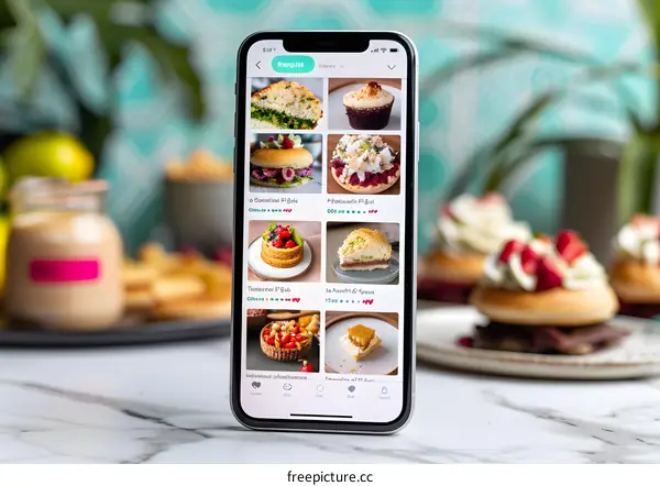 Food Delivery App on Mobile Phone with Delicious Menu Items