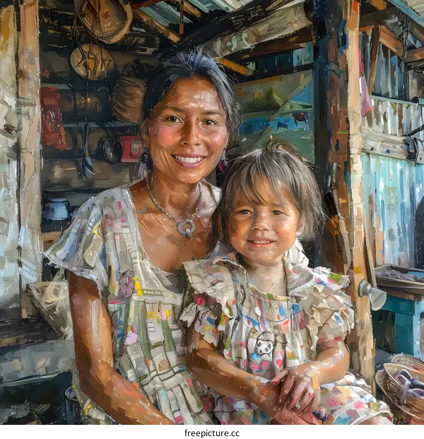 A mother and her child in the kitchen