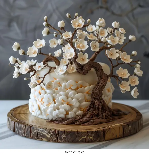 An edible artwork of a cherry blossom tree