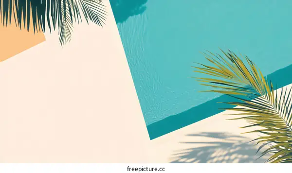 Palm Leaves and Swimming Pool Summer Background