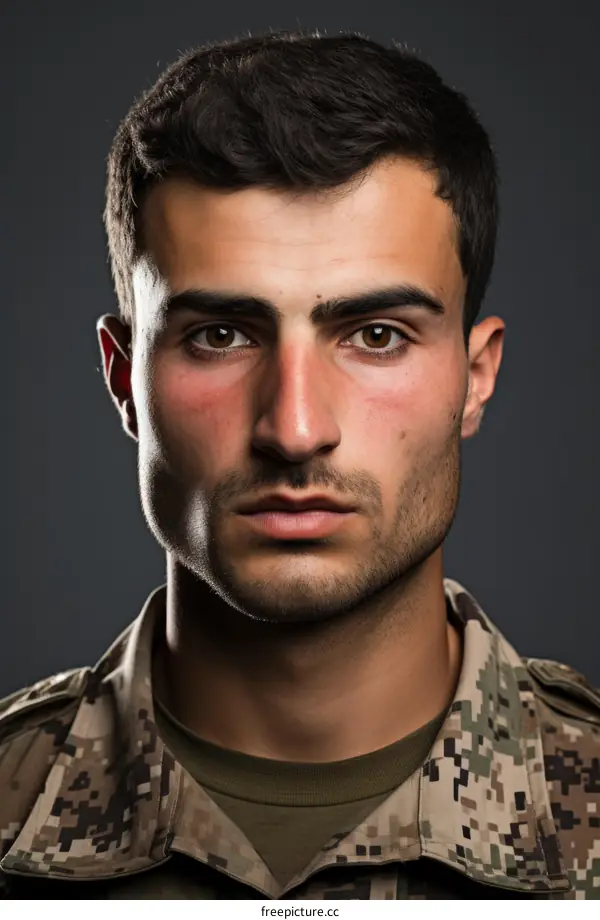 Portrait of a young male soldier