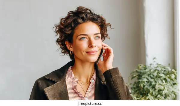 Woman on the Phone in a Stylish Outfit