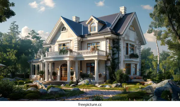 Elegant Mansion in a Lush Garden Setting