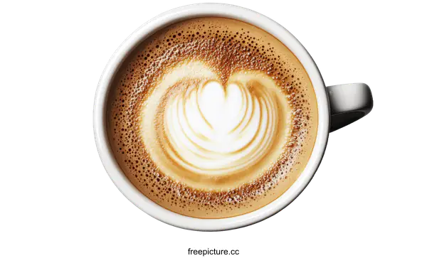 [Transparent Background PNG]Latte Art Coffee Cup Close-up