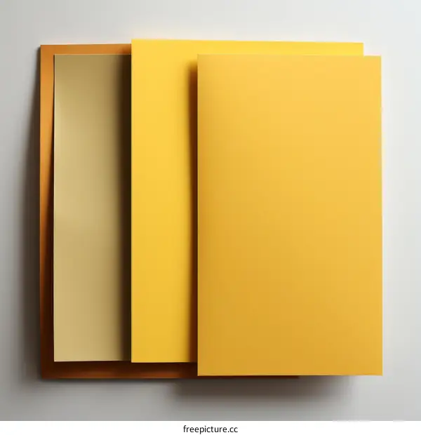Three sheets of yellow and brown paper