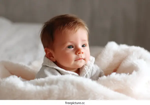 Adorable Baby Girl Wrapped in a Soft Blanket