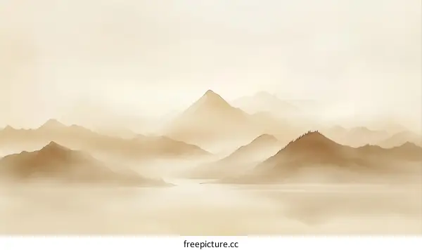 Misty Mountainscape in Soft Hues