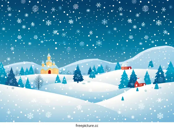 Christmas Village in Snowy Landscape