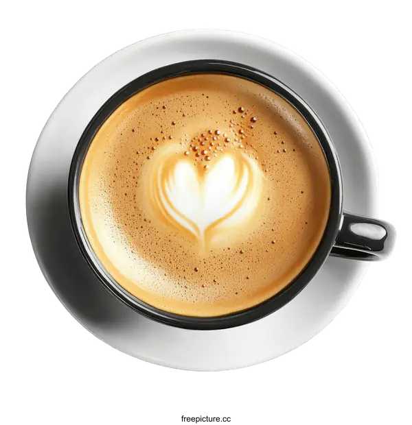 [Transparent Background PNG]Delicious Heart Latte Art Coffee Cup
