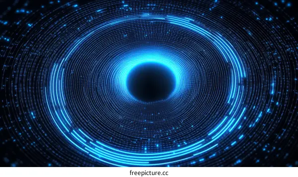 Abstract Digital Tunnel with Blue Light