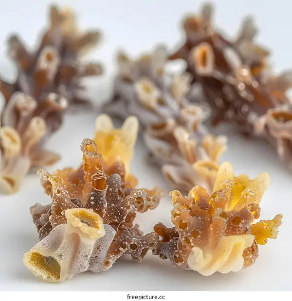 Close Up of Dried Sea Sponges on White Background