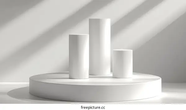 White Cylindrical Poducts Display Platforms