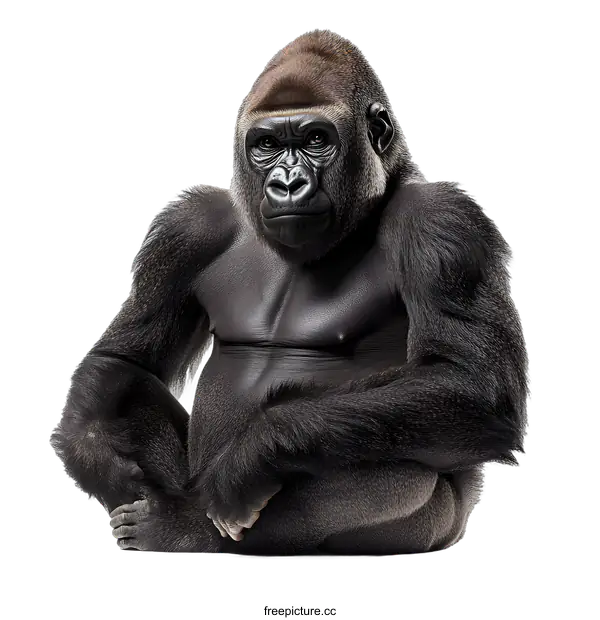 [Transparent Background PNG]Portrait of a Sitting Gorilla