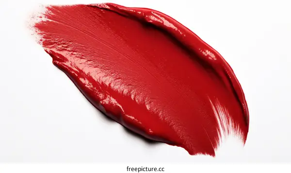 Close up view of red matte lipstick on lips