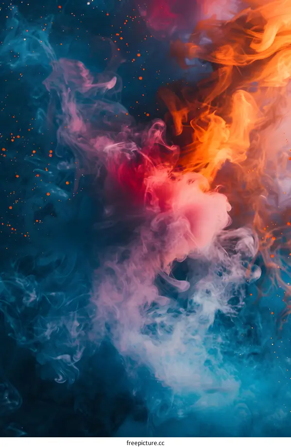Abstract Colorful Smoke in Dark Background