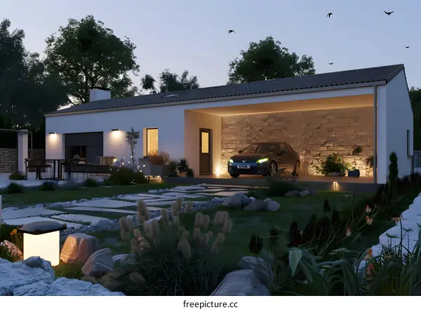 Modern House with Garage and Garden
