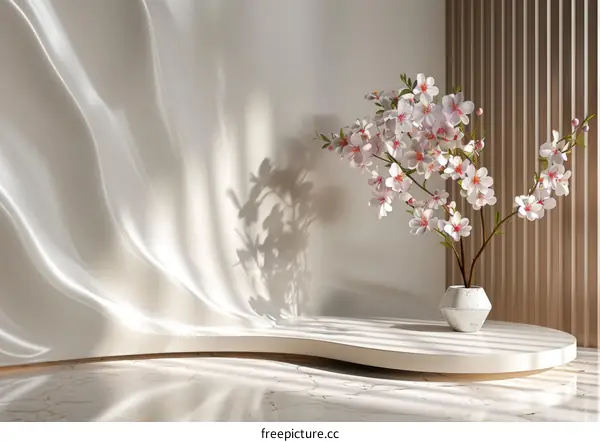 Modern Interior Design with Pink Cherry Blossoms