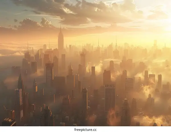 Sunrise Cityscape Above the Clouds