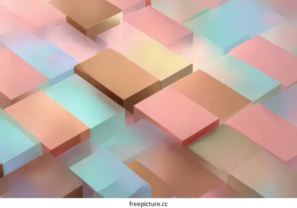 Abstract Geometric Shapes Composition in Pastel Colors