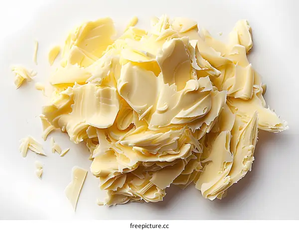 White chocolate shards on a white background