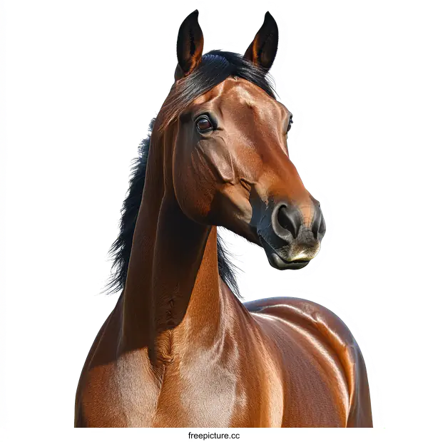 [Transparent Background PNG]Close-up Horse Portrait on White Background
